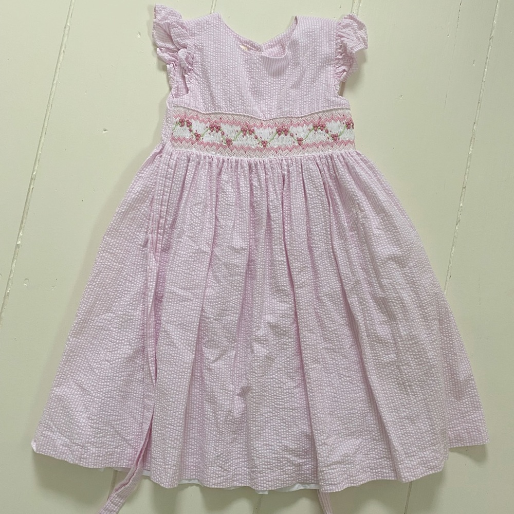 💕🌸Laura Ashley Smocked Pink Seersucker Dress🌸💕